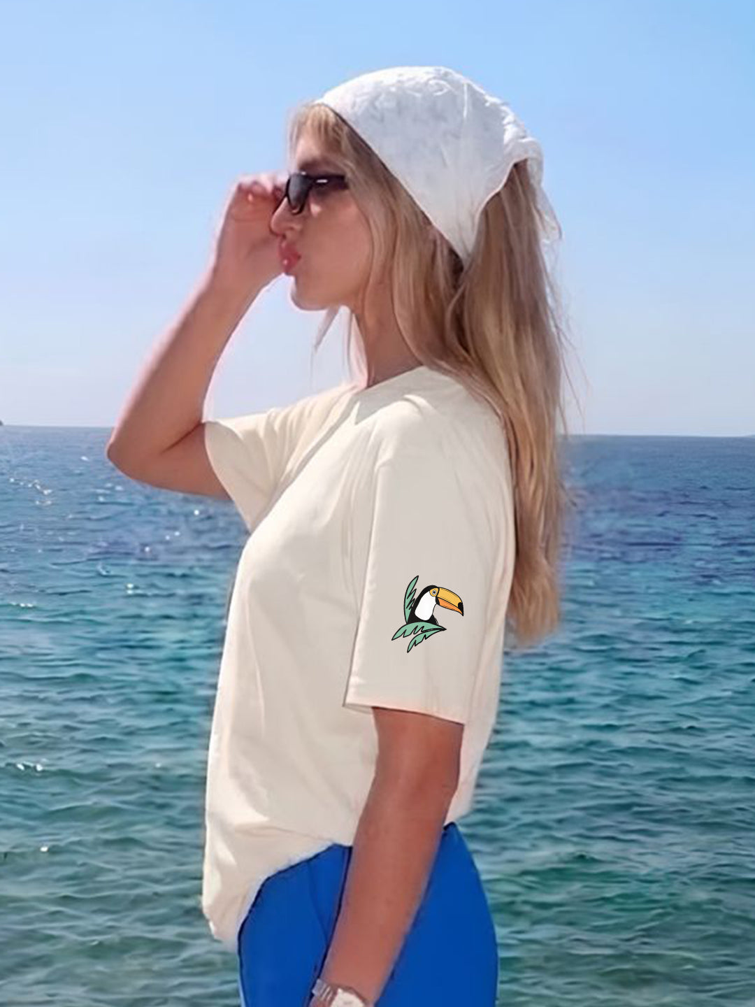 Emerald Toucan Women Printed Oversized T-Shirt  -  Kurvy Oversized T-Shirt