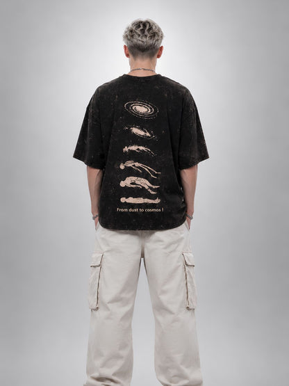 Evolve Men Retro Wash Printed Oversized T-Shirt  -  Kurvy Oversized T-Shirt