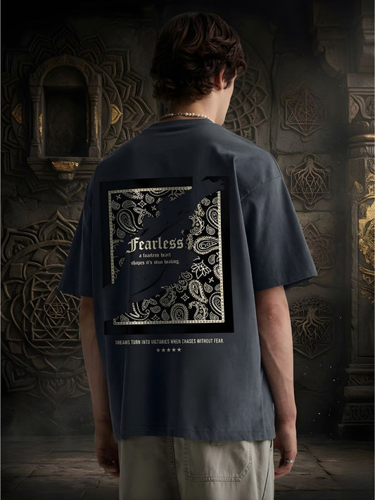 FEARLESS HEART Men Printed Oversized T-Shirt  -  Kurvy Oversized T-Shirt