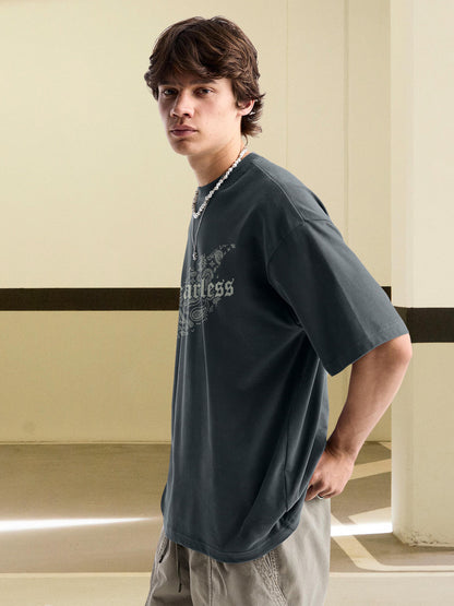 FEARLESS HEART Men Printed Oversized T-Shirt  -  Kurvy Oversized T-Shirt
