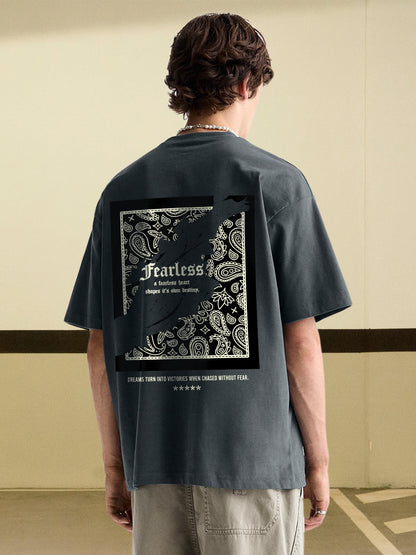 FEARLESS HEART Men Printed Oversized T-Shirt  -  Kurvy Oversized T-Shirt