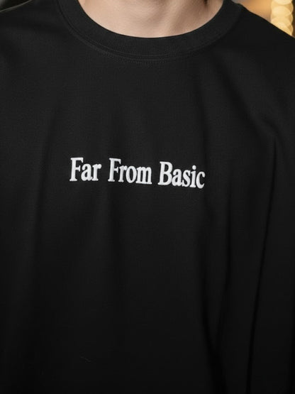 Far From Basic Puff Printed Men Premium Oversized T-Shirt  -  Kurvy Oversized T-Shirt