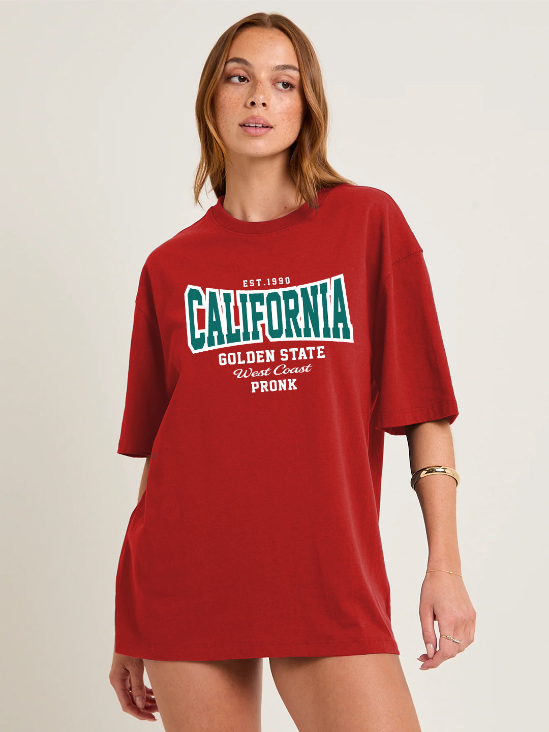 GOLDEN STATE Women Graphic Oversized Printed T-Shirt  -  Kurvy Oversized T-Shirt