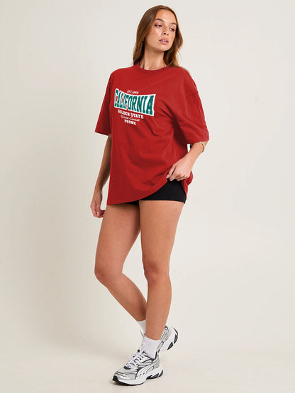 GOLDEN STATE Women Graphic Oversized Printed T-Shirt  -  Kurvy Oversized T-Shirt