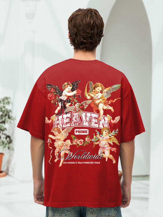 HEAVEN Men Printed Oversized T-Shirt  -  Kurvy Oversized T-Shirt