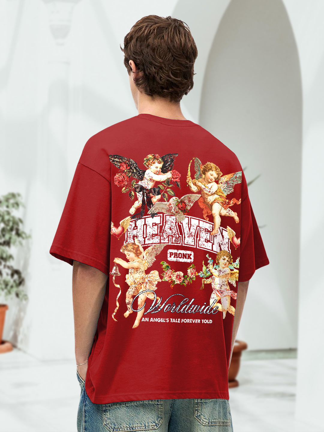 HEAVEN Men Printed Oversized T-Shirt  -  Kurvy Oversized T-Shirt