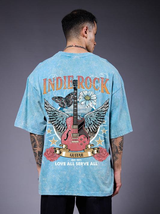 INDIE ROCK Men Retro Wash Oversized T-Shirt  -  Kurvy Oversized T-Shirt