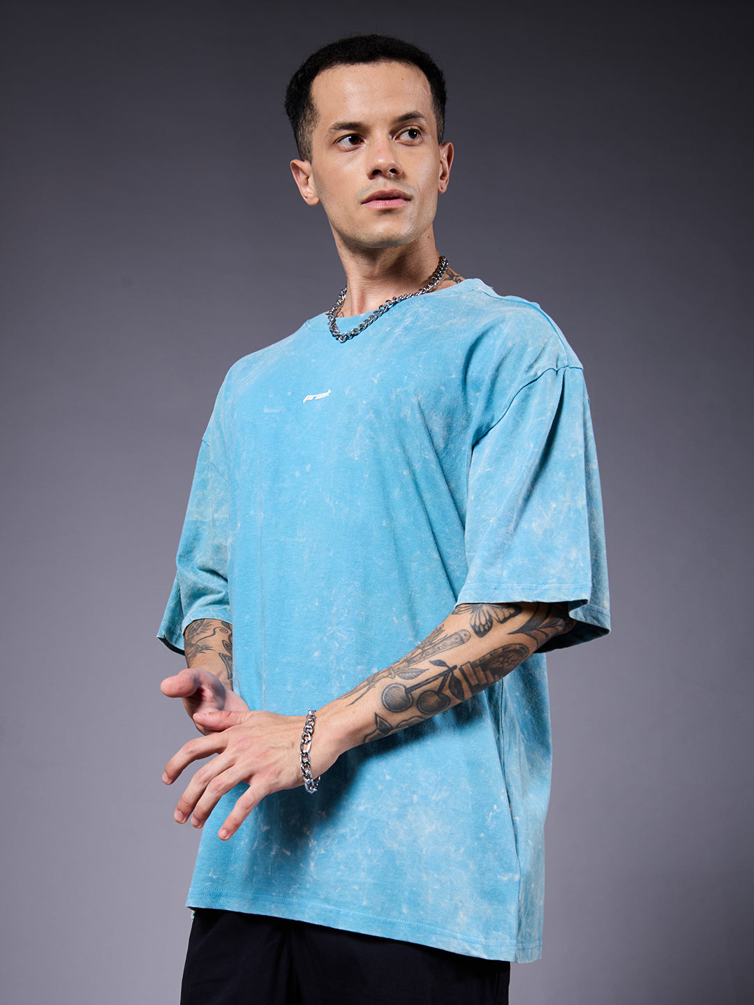 INDIE ROCK Men Retro Wash Oversized T-Shirt  -  Kurvy Oversized T-Shirt