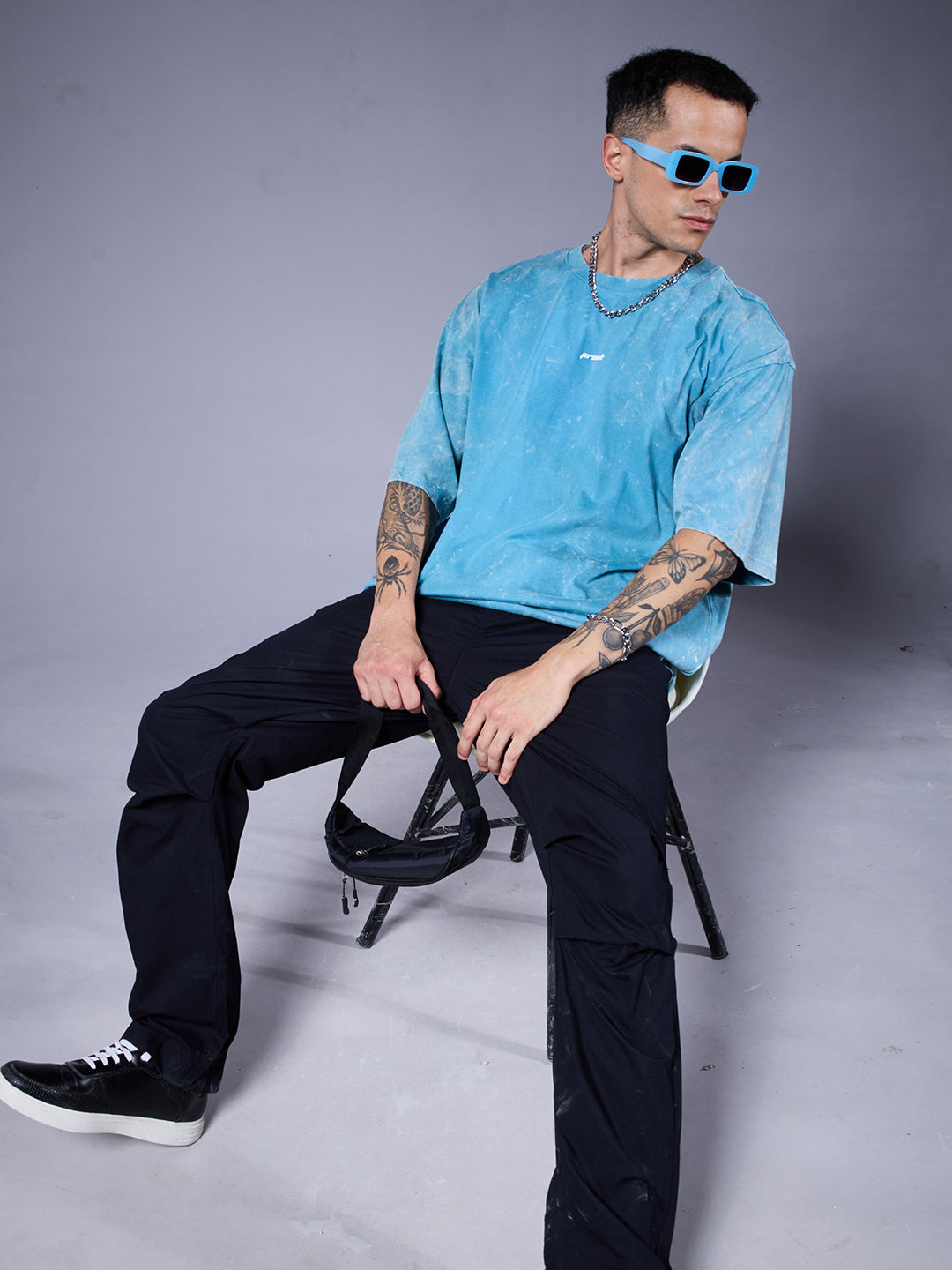 INDIE ROCK Men Retro Wash Oversized T-Shirt  -  Kurvy Oversized T-Shirt