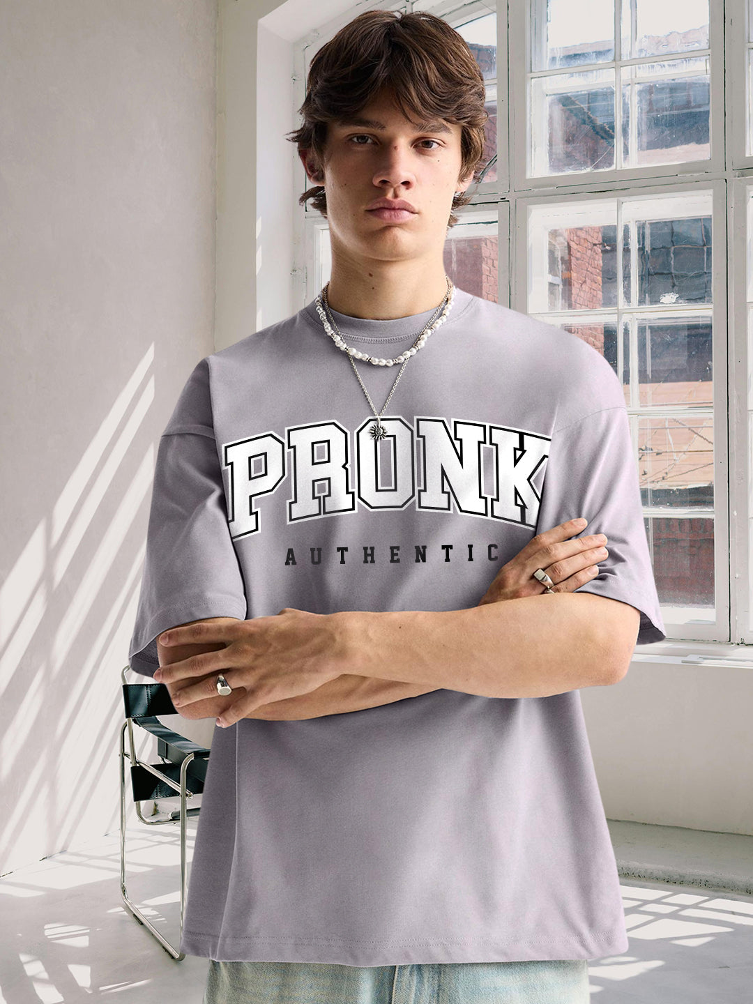 Kurvy Authentic Men Oversized T-Shirt - Ash Grey  -  Kurvy Oversized T-Shirt