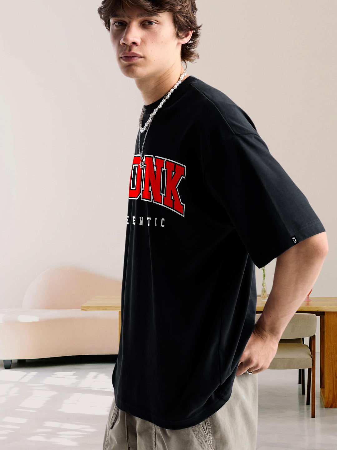 Kurvy Authentic Men Oversized T-Shirt - Black  -  Kurvy Oversized T-Shirt