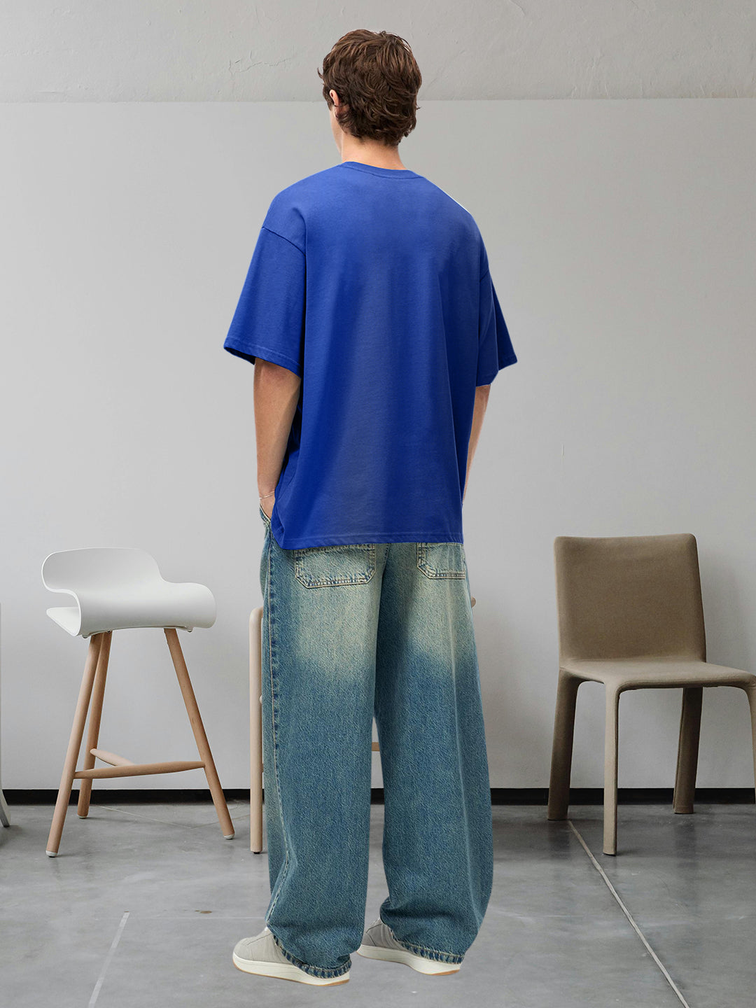 Kurvy Authentic Men Oversized T-Shirt - Blue  -  Kurvy Oversized T-Shirt