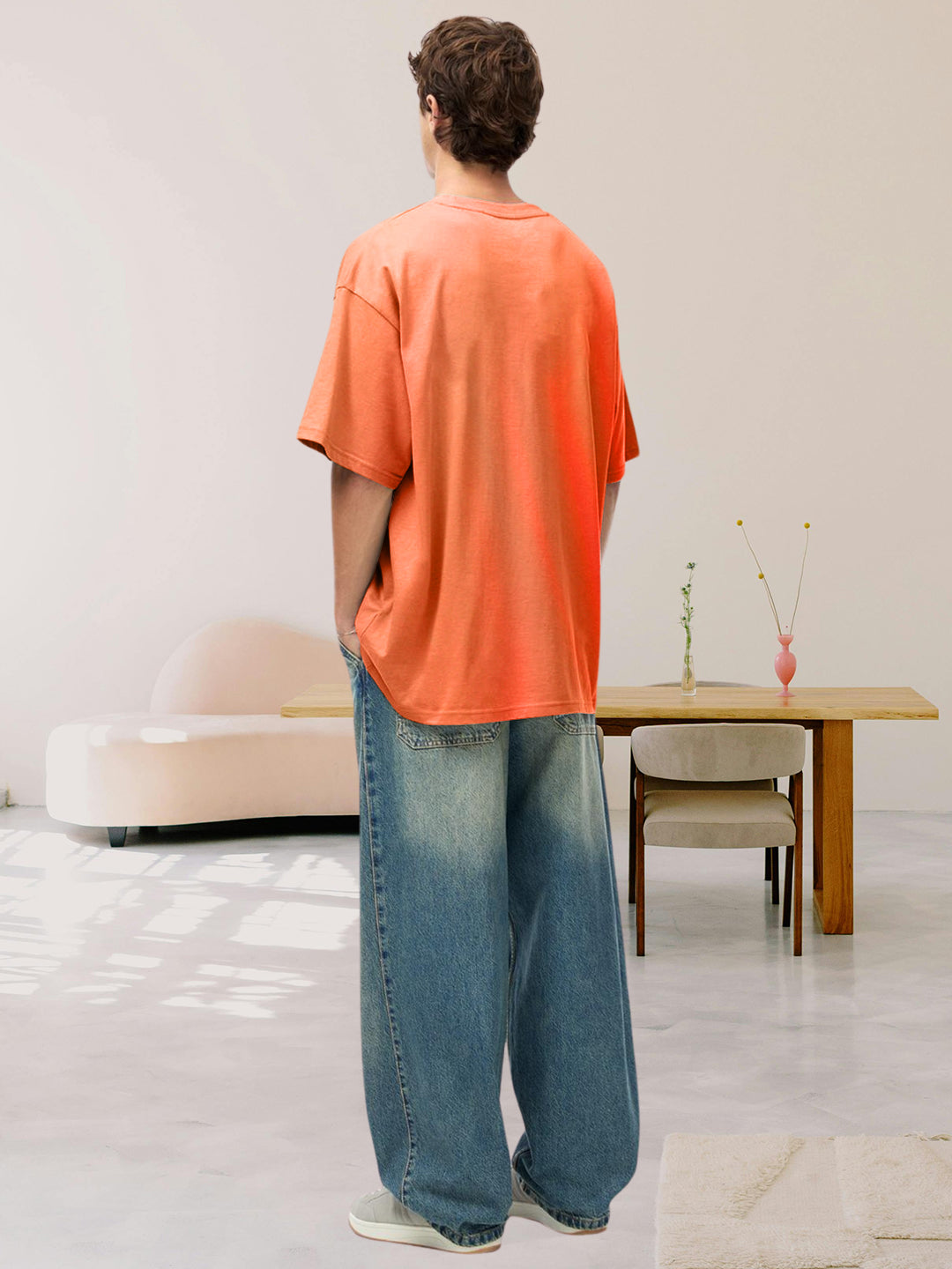 Kurvy Authentic Men Oversized T-Shirt - Orange  -  Kurvy Oversized T-Shirt