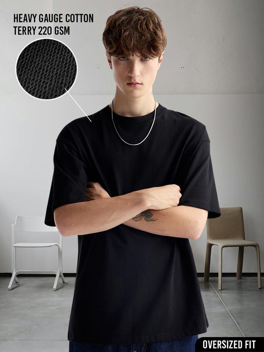 Kurvy Solid Men Premium Oversized Terry T-shirt  -  Kurvy Oversized T-Shirt