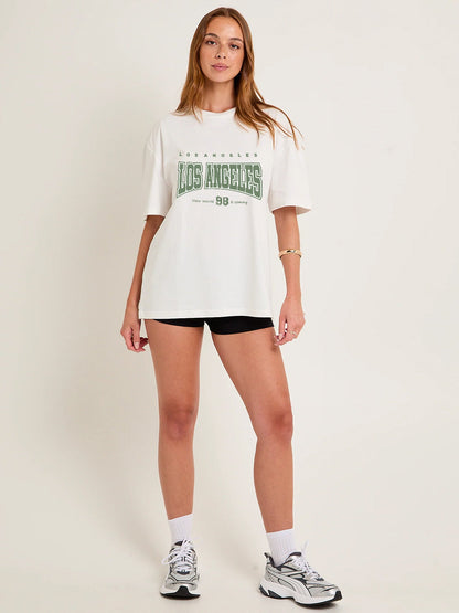 LOS ANGELES Women Graphic Oversized Printed T-Shirt  -  Kurvy Oversized T-Shirt