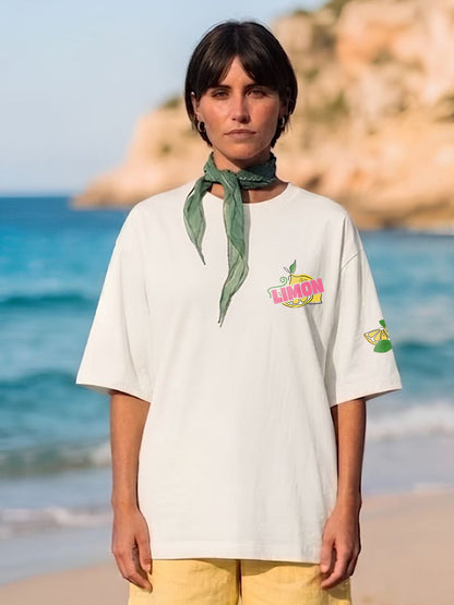 Limon Cello Women Printed Oversized T-Shirt  -  Kurvy Oversized T-Shirt