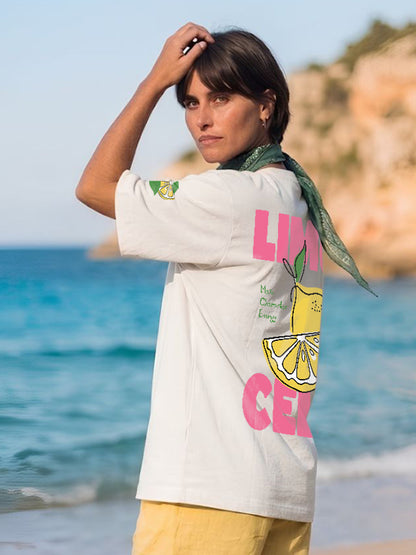 Limon Cello Women Printed Oversized T-Shirt  -  Kurvy Oversized T-Shirt