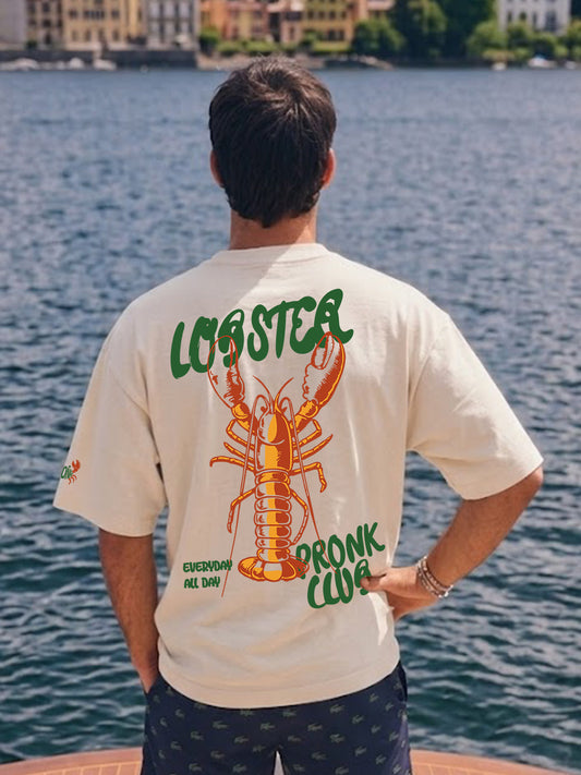 Lobster Men Printed Oversized T-Shirt  -  Kurvy Oversized T-Shirt