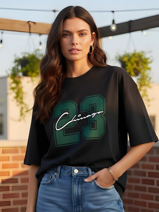 MIDNIGHT 23 Women Graphic Oversized Printed T-Shirt  -  Kurvy Oversized T-Shirt