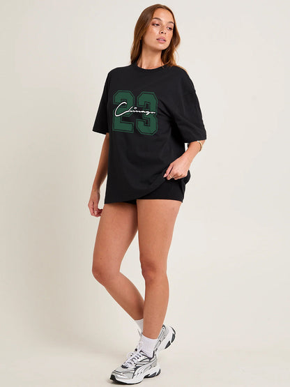 MIDNIGHT 23 Women Graphic Oversized Printed T-Shirt  -  Kurvy Oversized T-Shirt