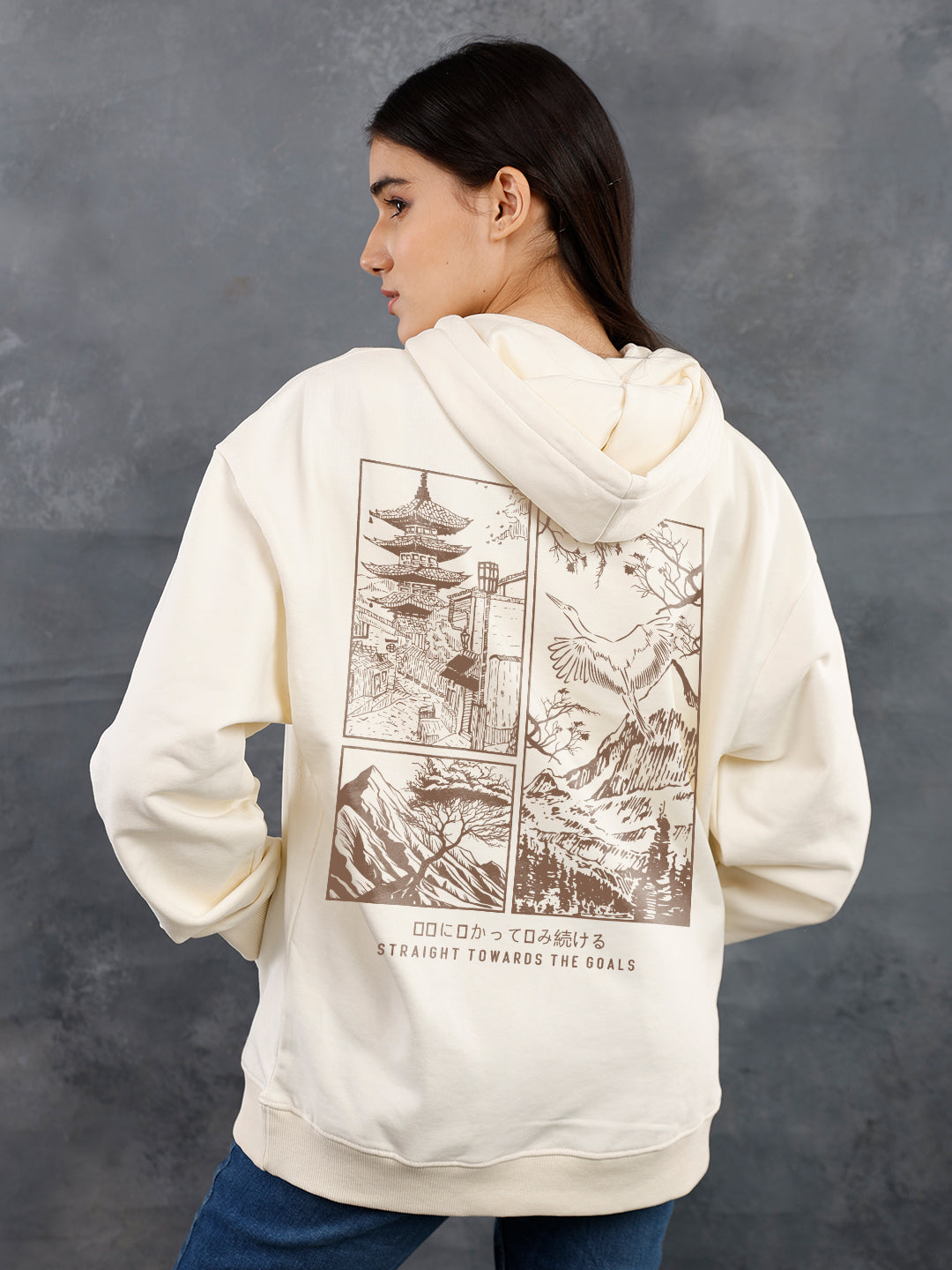Majestic View Women Drop Shoulder Premium Terry Hoodie  -  Kurvy Hoodie