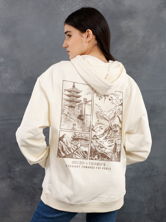 Majestic View Women Drop Shoulder Premium Terry Hoodie  -  Kurvy Hoodie
