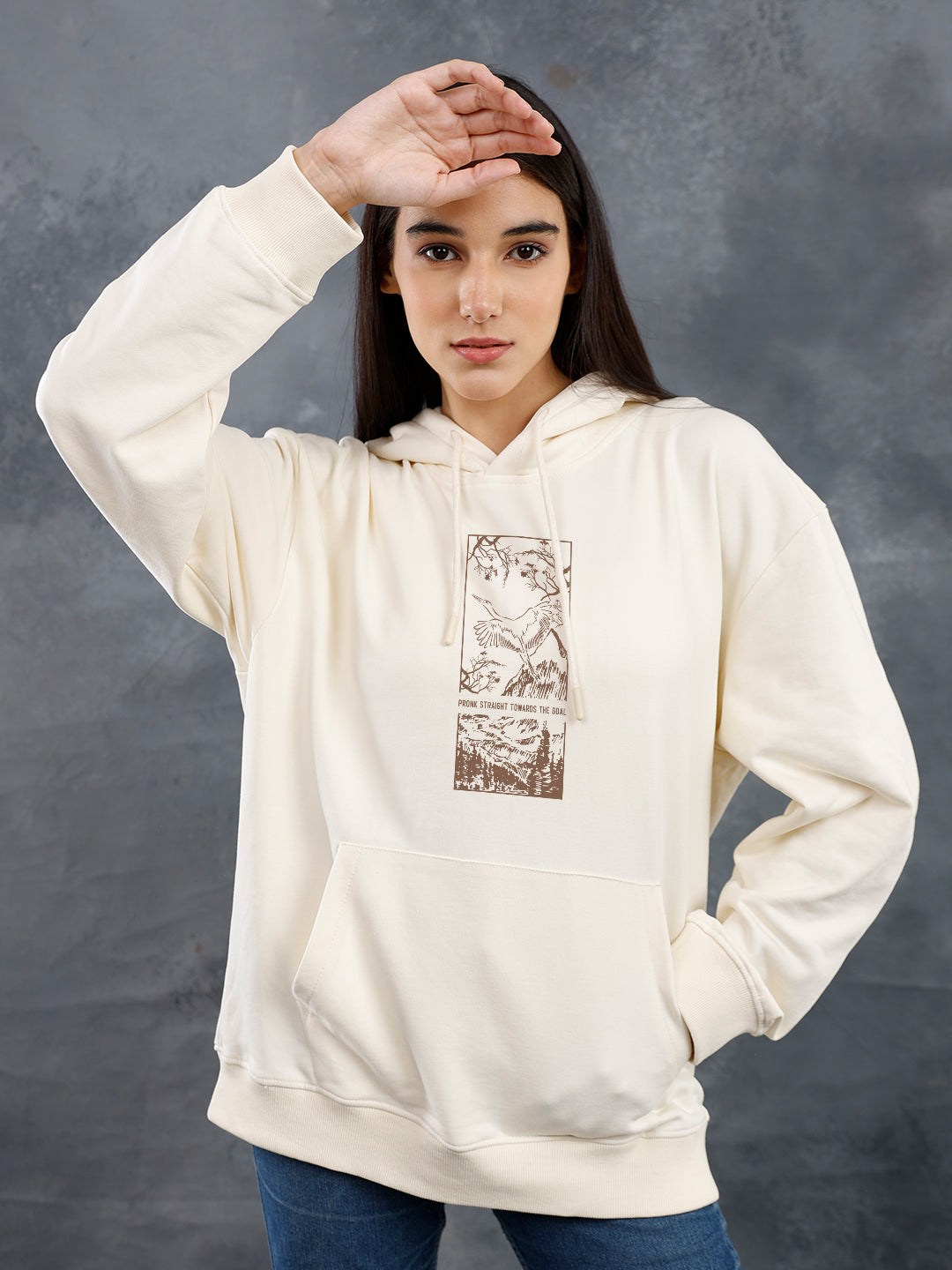Majestic View Women Drop Shoulder Premium Terry Hoodie  -  Kurvy Hoodie