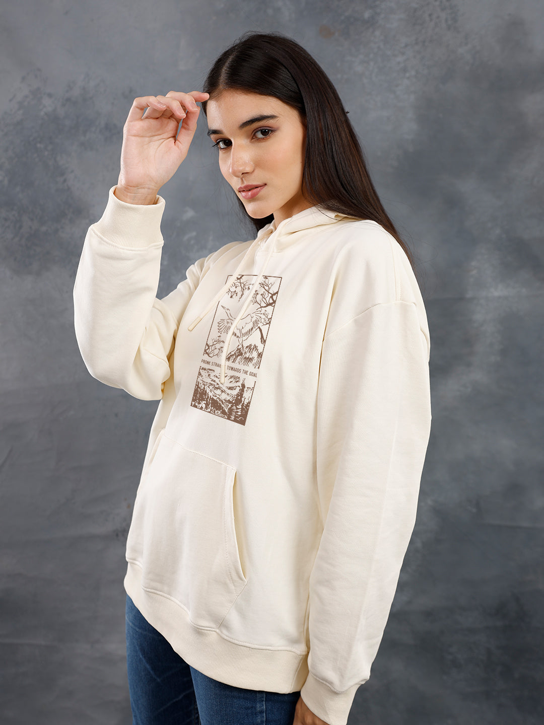 Majestic View Women Drop Shoulder Premium Terry Hoodie  -  Kurvy Hoodie