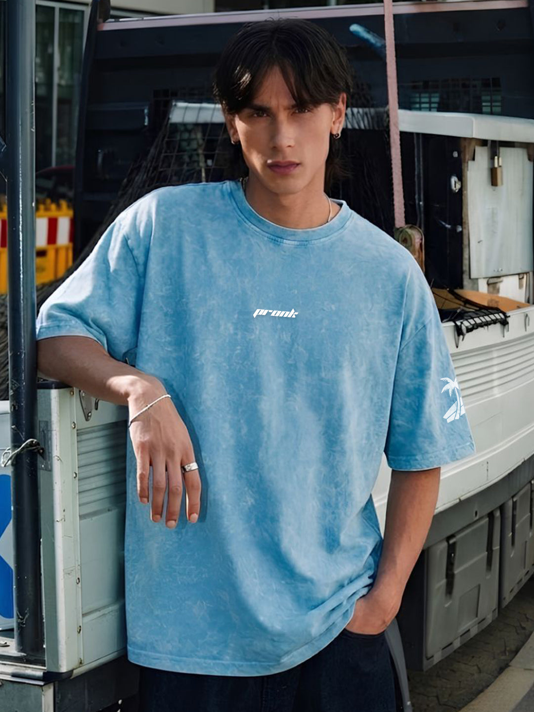 Malibu Vibe Men Retro Wash Oversized T-Shirt  -  Kurvy Oversized T-Shirt