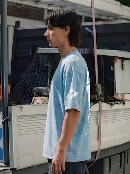 Malibu Vibe Men Retro Wash Oversized T-Shirt  -  Kurvy Oversized T-Shirt