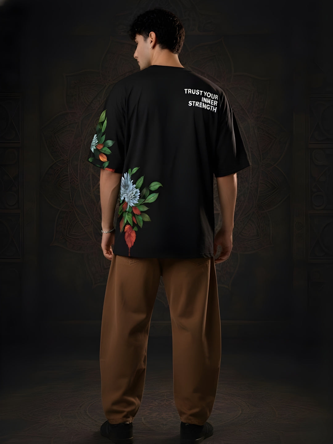 Mandala Roots Men Premium Oversized T-Shirt (1)  -  Kurvy Oversized T-Shirt