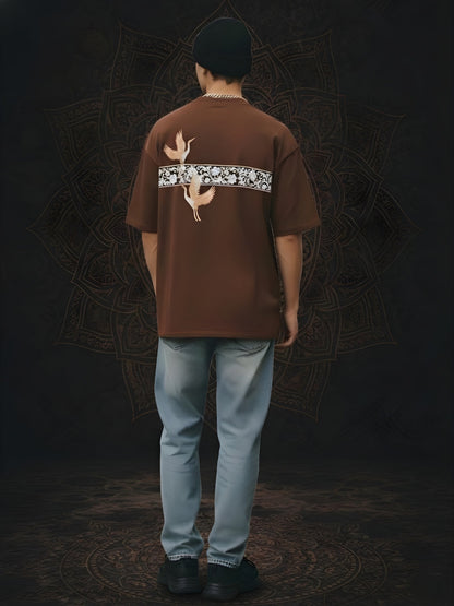 Mandala Roots Printed Men Premium Oversized T-Shirt (1)  -  Kurvy Oversized T-Shirt