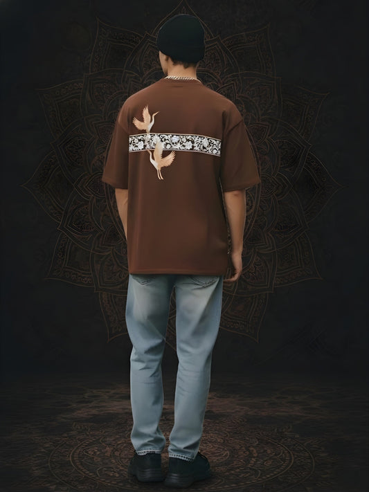 Mandala Roots Printed Men Premium Oversized T-Shirt (1)  -  Kurvy Oversized T-Shirt