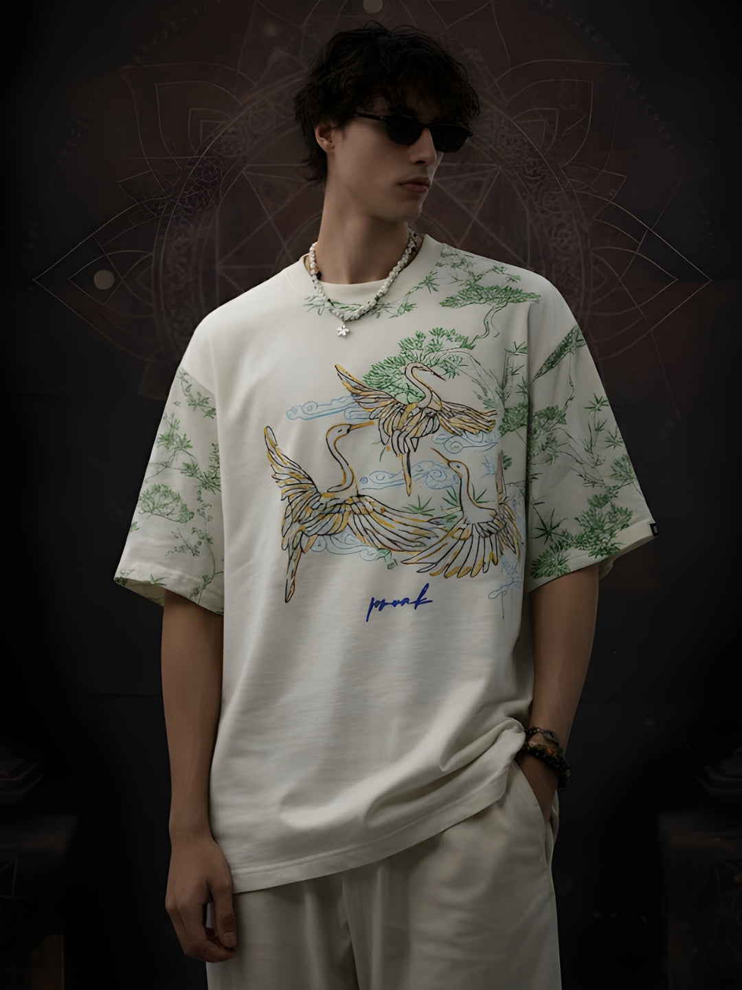 Mandala Roots Puff Printed Men Premium Oversized T-Shirt  -  Kurvy Oversized T-Shirt