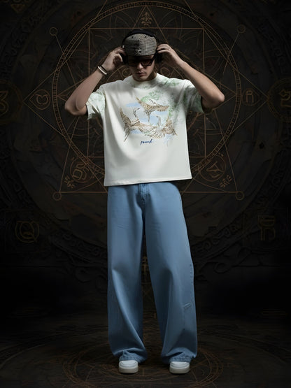 Mandala Roots Puff Printed Men Premium Oversized T-Shirt  -  Kurvy Oversized T-Shirt