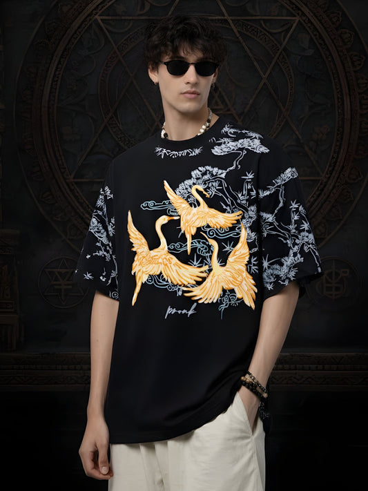 Mandala Roots Puff Printed Men Premium Oversized T-Shirt (1)  -  Kurvy Oversized T-Shirt