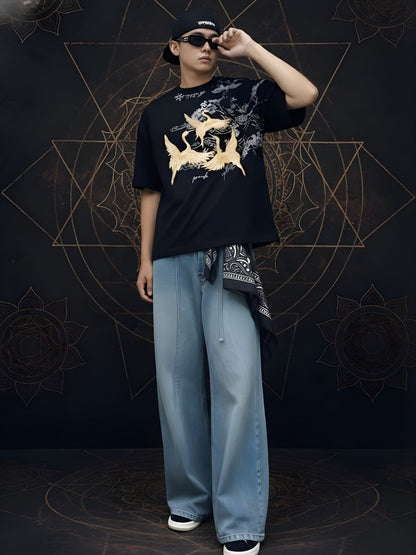 Mandala Roots Puff Printed Men Premium Oversized T-Shirt (1)  -  Kurvy Oversized T-Shirt