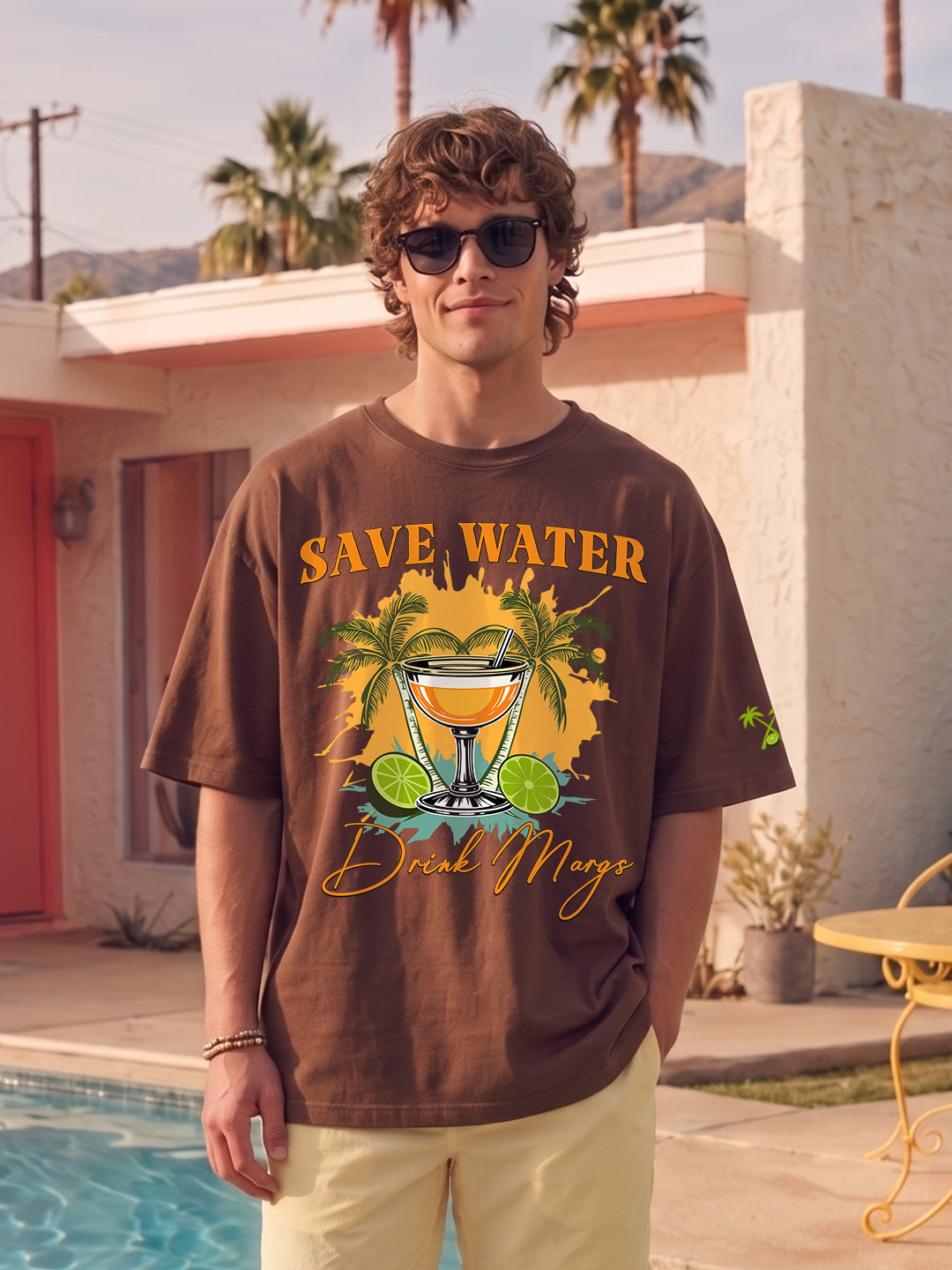 Margarita Escape Men Printed Oversized T-Shirt  -  Kurvy Oversized T-Shirt