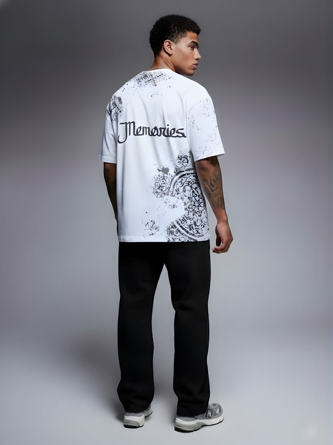 Memories Puff Printed Men Premium Oversized T-Shirt  -  Kurvy Oversized T-Shirt