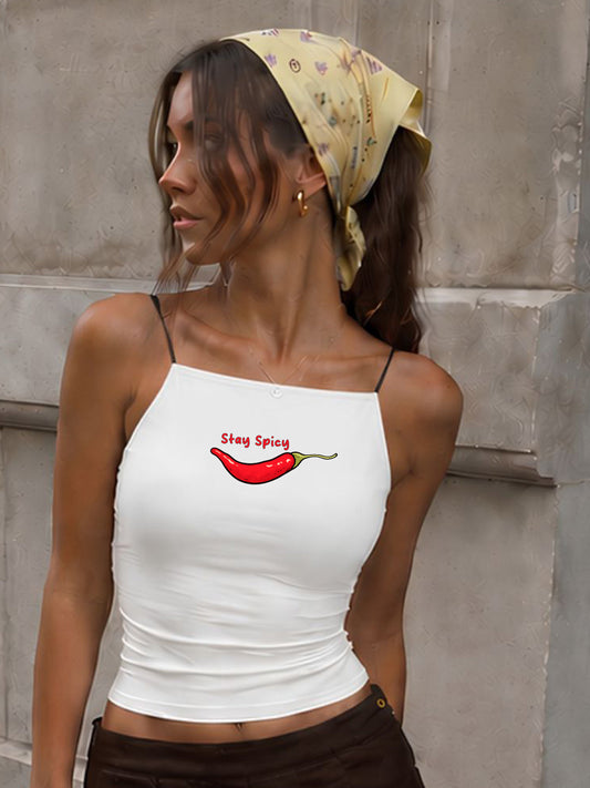 Stay Spicy Cloud Cream Tank Top - Kurvy Tank Top