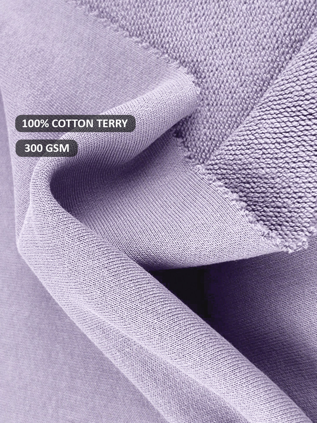 Solid Lilac Men Drop Shoulder Premium Terry Sweatshirt - Kurvy