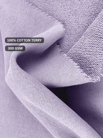 Solid Lilac Men Drop Shoulder Premium Terry Sweatshirt - Kurvy