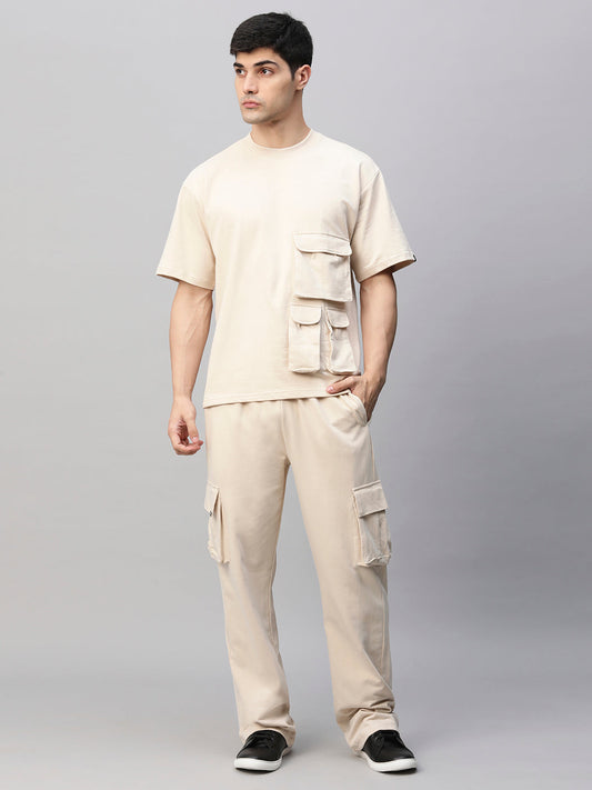 Streetwear Cargo Co-ord Set - Off White - Kurvy