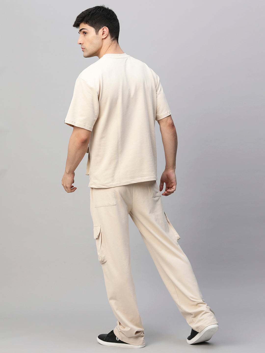 Streetwear Cargo Co-ord Set - Off White - Kurvy