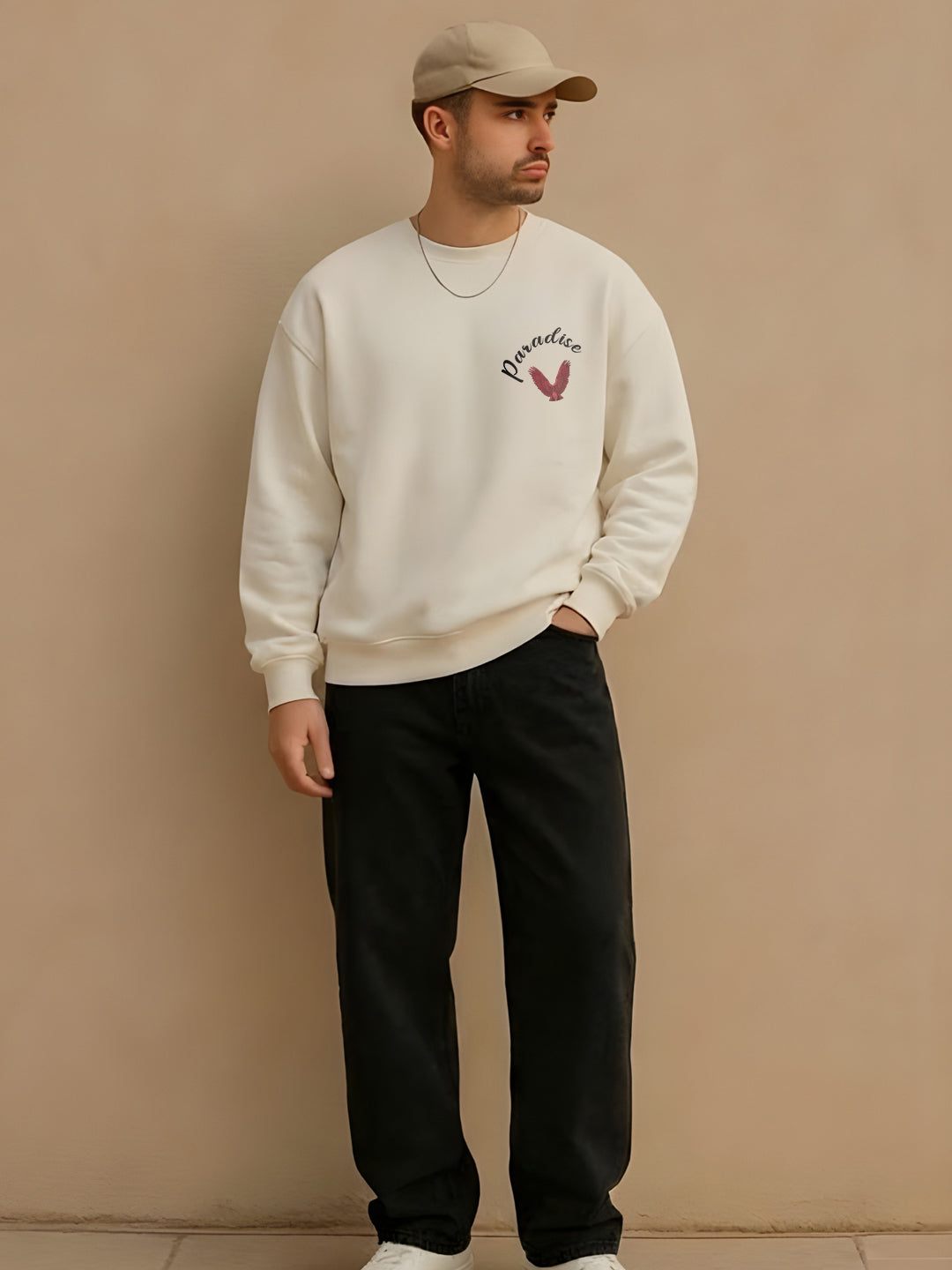 Paradise Men Drop Shoulder Premium Terry Sweatshirt - Kurvy