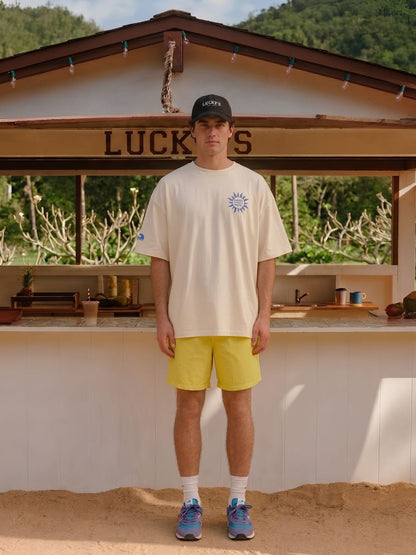 Beach Postcard Men Printed Oversized Printed T-Shirt  -  Kurvy Oversized T-Shirt