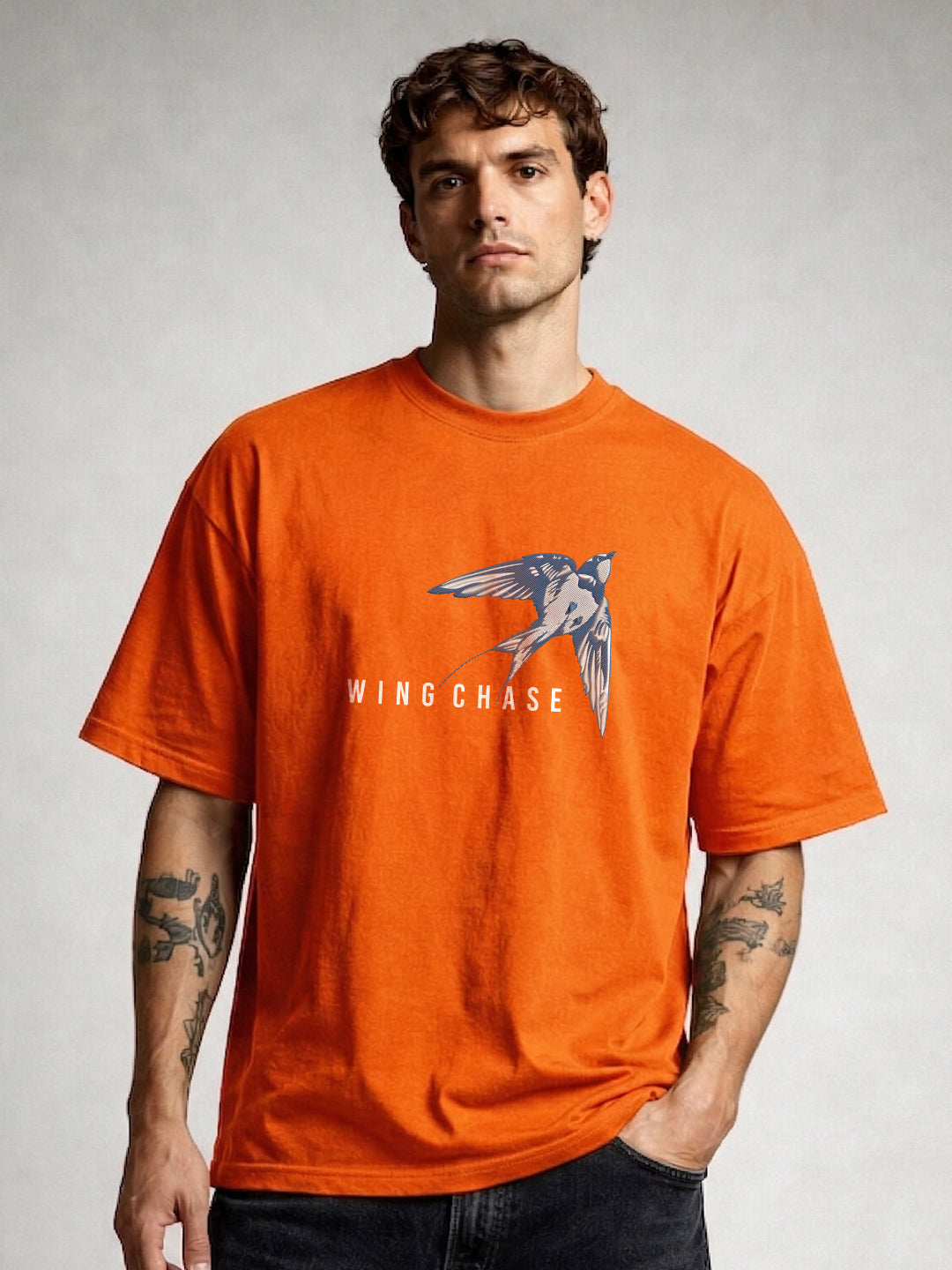 CHASE MORE Embroidered Men Oversized T-shirt  -  Kurvy Oversized T-Shirt