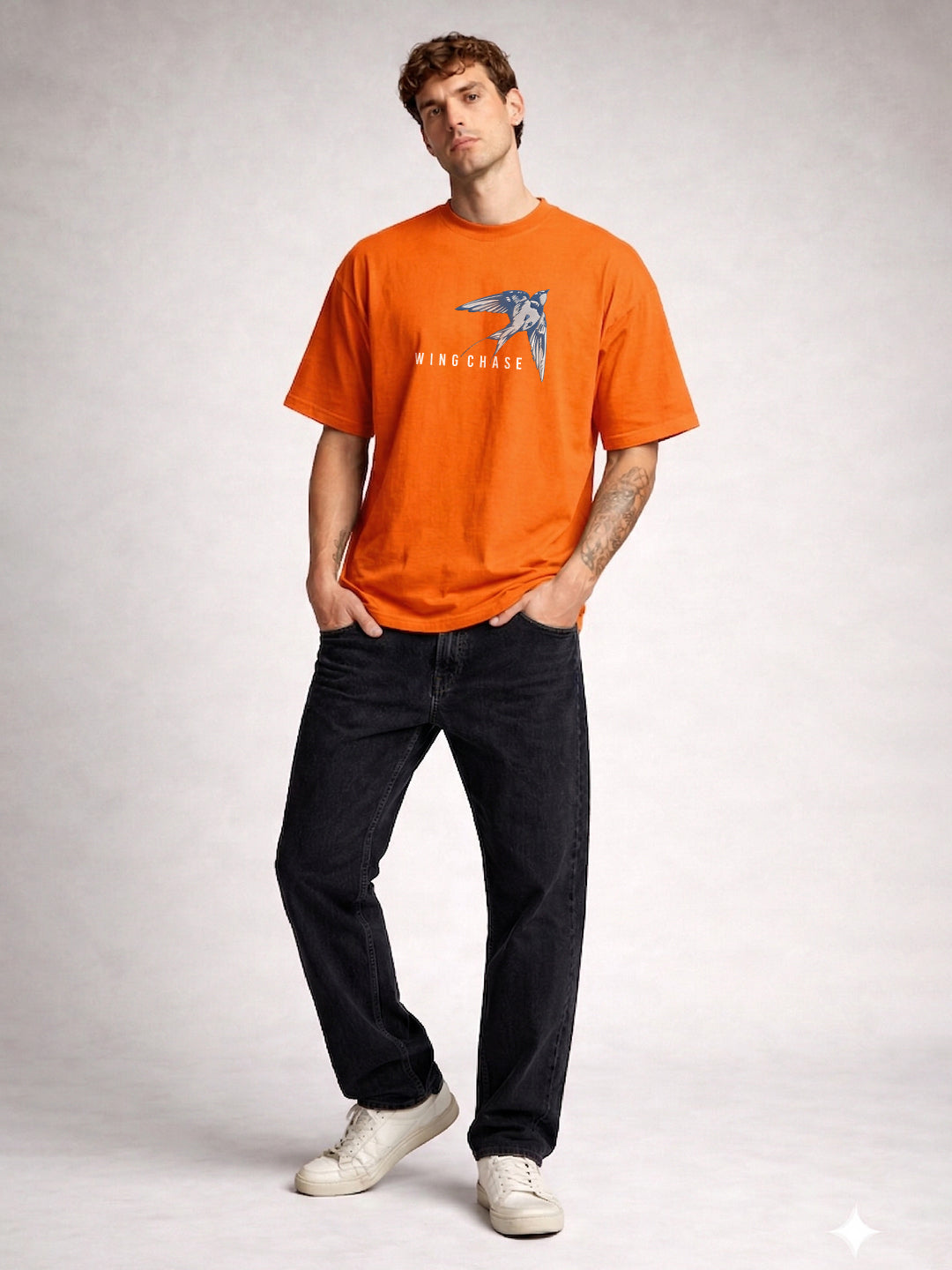 CHASE MORE Embroidered Men Oversized T-shirt  -  Kurvy Oversized T-Shirt