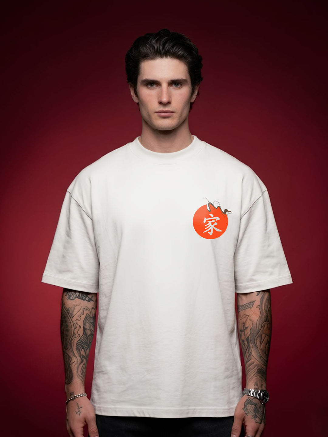 CRIMSON STRAWHAT Men Terry Printed Oversized T-Shirt  -  Kurvy Oversized T-Shirt