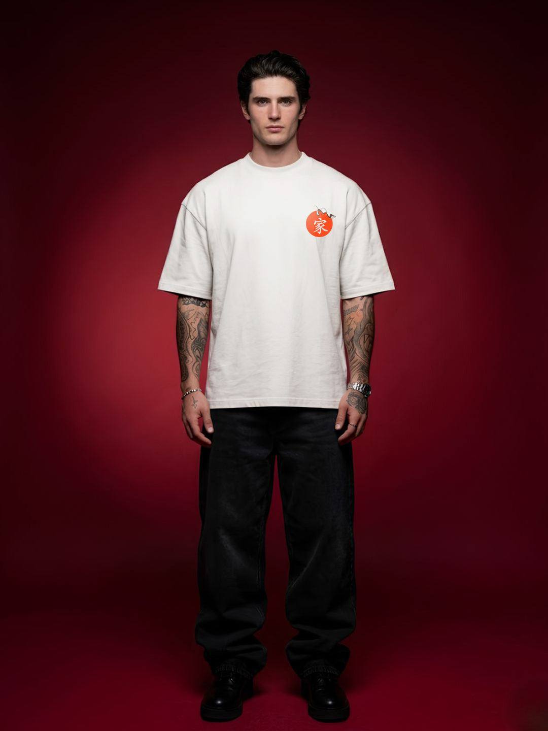 CRIMSON STRAWHAT Men Terry Printed Oversized T-Shirt  -  Kurvy Oversized T-Shirt